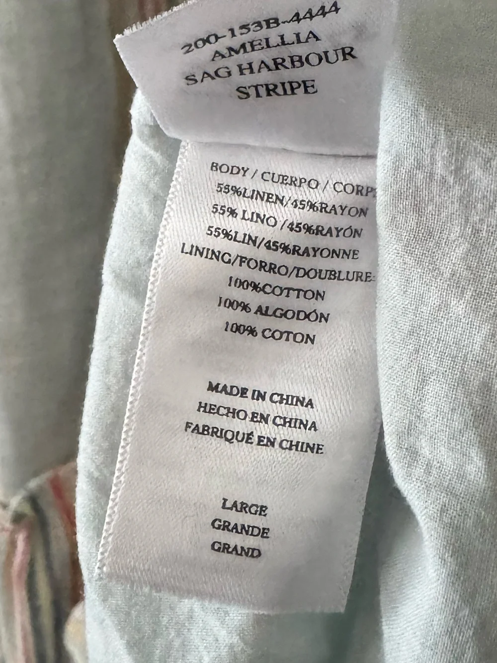 Rails Amelia Smocked Tiered Empire Midi Dress Large Sag Harbour Linen Stripe - Picture 9 of 11
